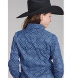 Roper Girls Amarillo Collection Shirt - Print Blue