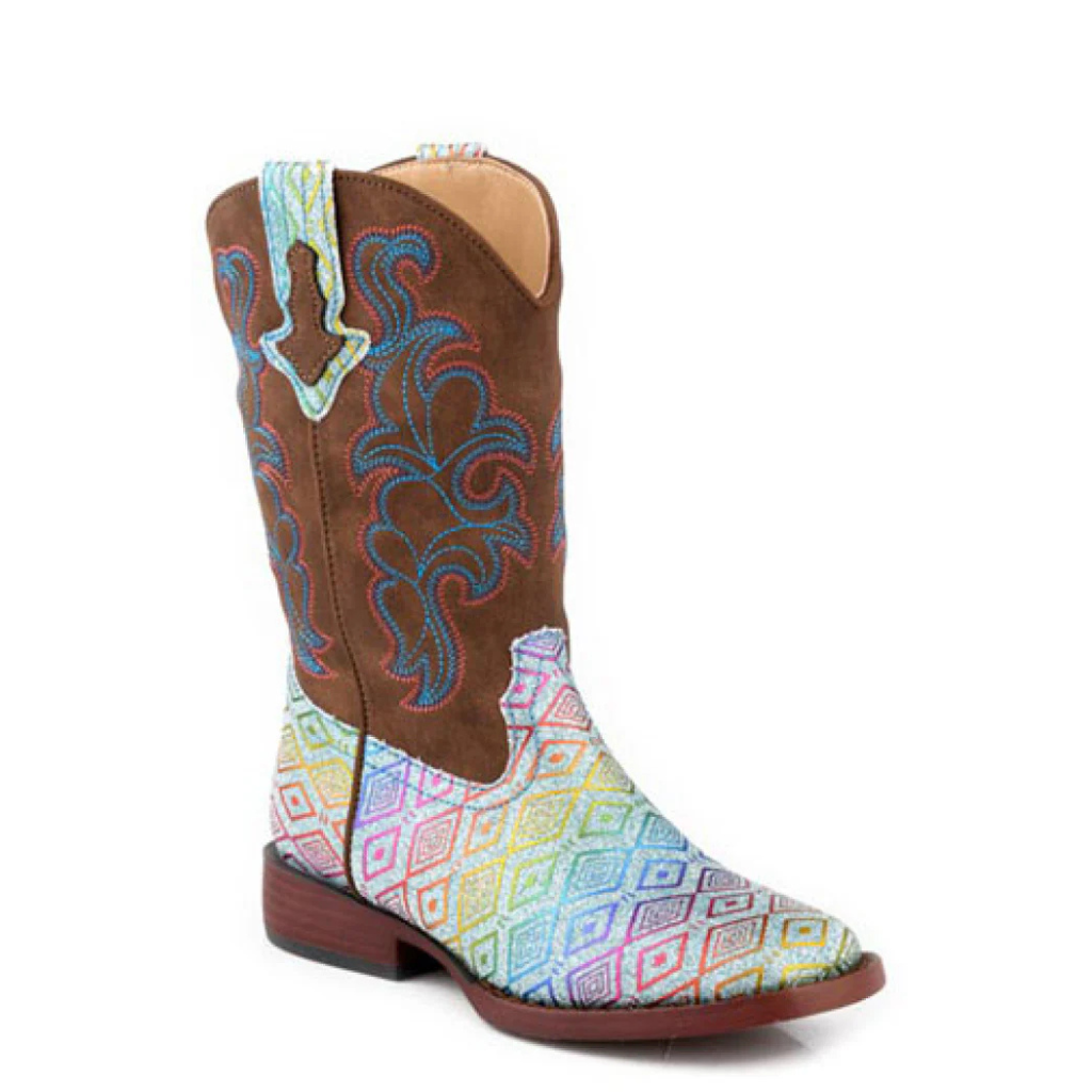 Roper Kids Glitter Maya - Blue Aztec Glitter/Brown