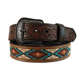 Roper Boys Belt - Hand Tooled Tabs Brown