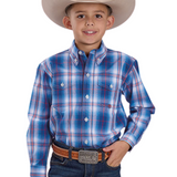 Roper Boys Amarillo Collection Shirt - Plaid Blue