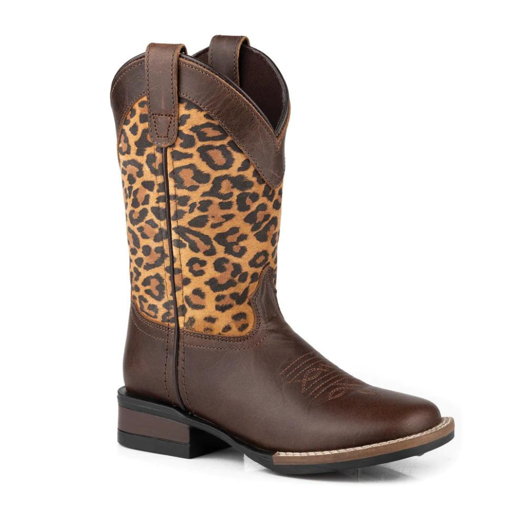 Roper Big Kids Monterey Leopard - Brown Leather/Suede Leopard Print