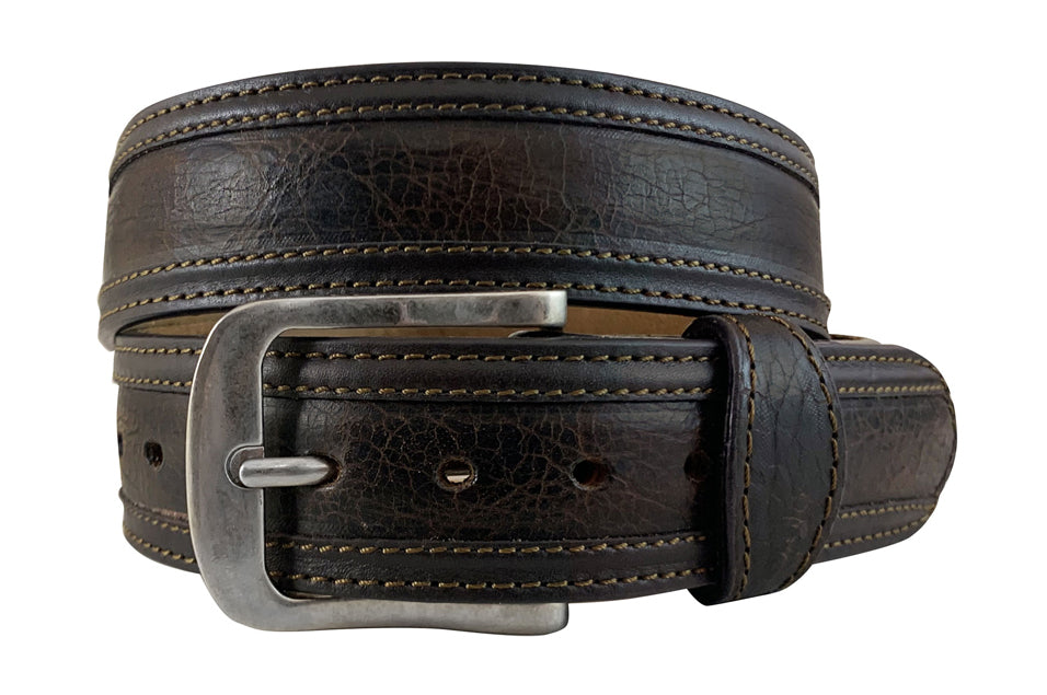 Roper Mens Belt Distressed American Bison Leather
