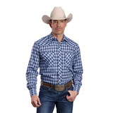 Roper Mens Karman Classic Shirt - Plaid Blue