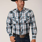 Roper Mens Karman Classic Shirt - Plaid Blue