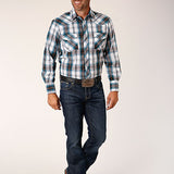 Roper Mens Karman Classic Shirt - Plaid Blue