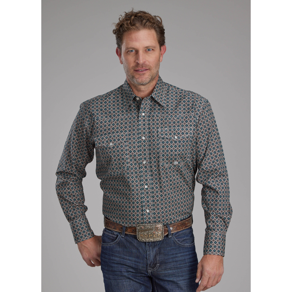 Roper Mens Amarillo Collection Shirt - Brown