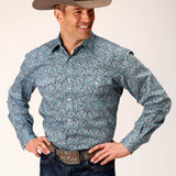 Roper Mens Amarillo Collection Shirt - Plaid Blue