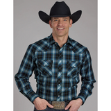 Roper Mens Karman Classic Shirt - Plaid Blue