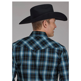 Roper Mens Karman Classic Shirt - Plaid Blue