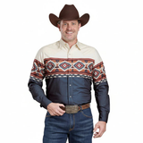 Roper Mens Vintage Collection Shirt - Print Blue