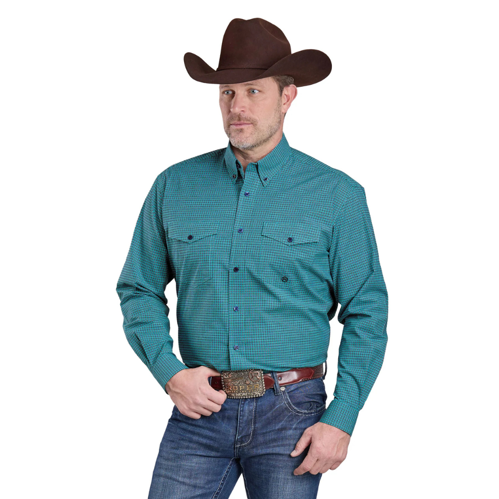 Roper Mens Amarillo Collection Shirt - Check Green