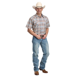 Roper Mens West Made Collection Short Sleeve Shirt - Plaid White