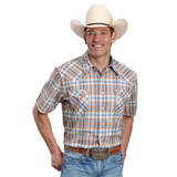 Roper Mens West Made Collection Short Sleeve Shirt - Plaid White