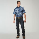 Roper Mens Karman Classic Short Sleeve Shirt - Plaid Blue