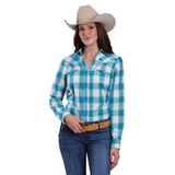 Roper Womens Amarillo Collection Shirt - Plaid Blue
