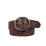 Roper womens Paisley Floral Tooled Leather Belt - Brown