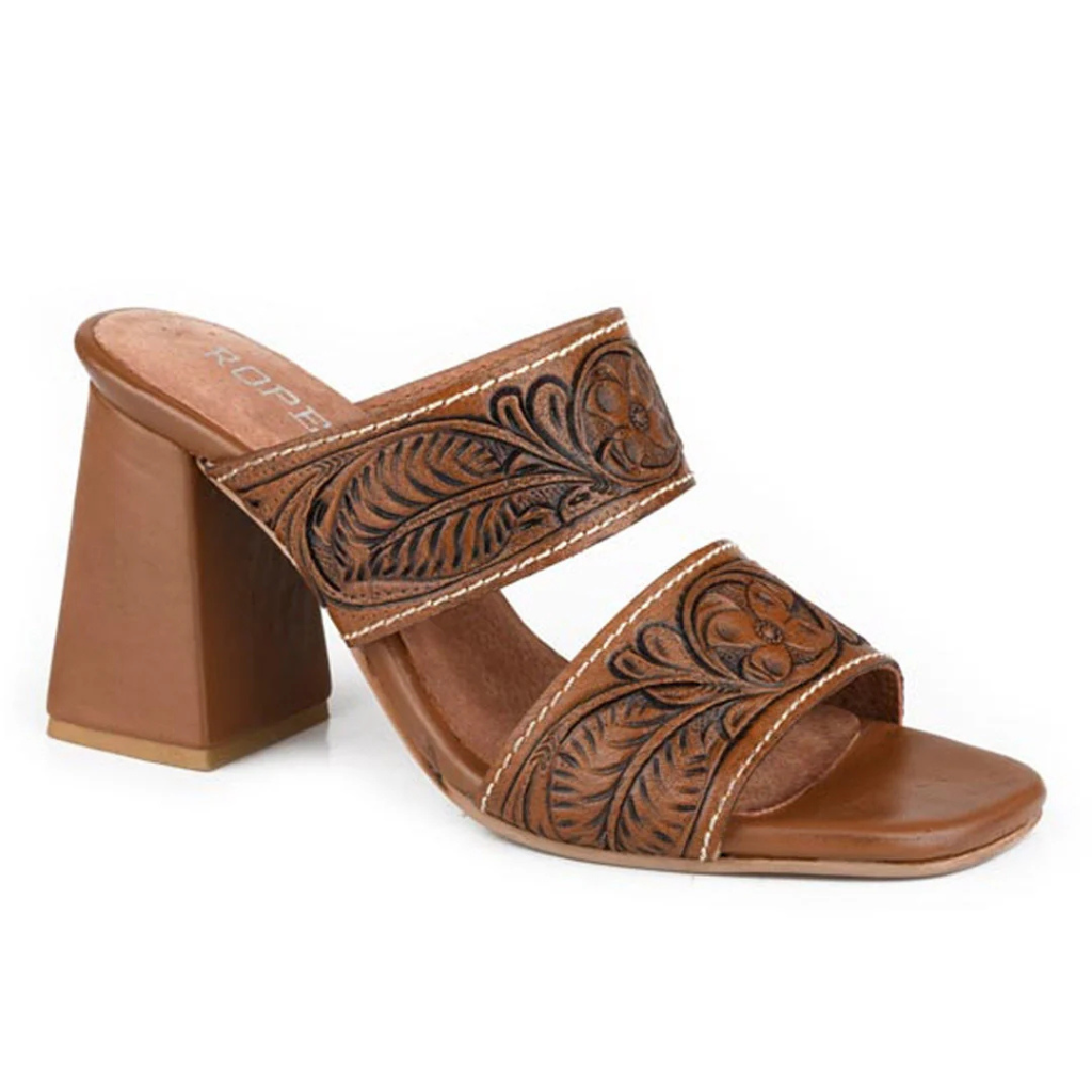 Roper Womens Stella - Tan Tooled Leather