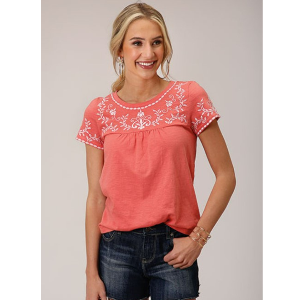 Roper Womens Studio West Collection Tee - Solid Pink