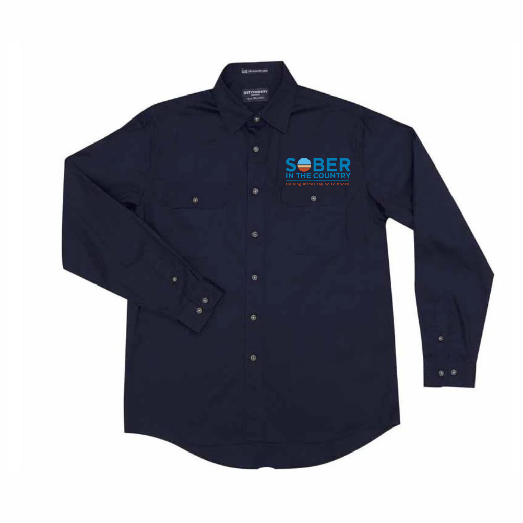 Sober In The Country Mens Full Button Shirt - Navy