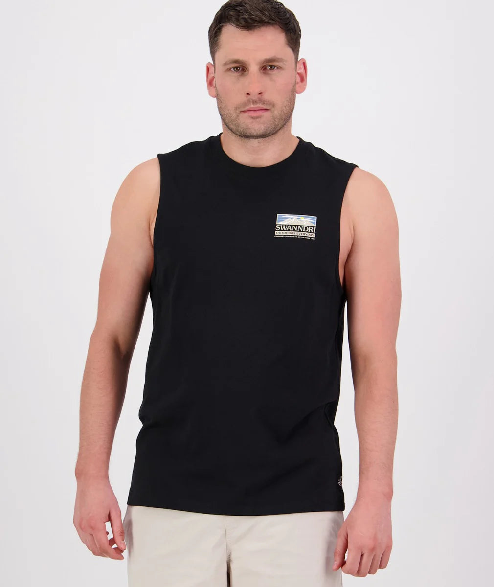 Swanndri Mens Lindis Printed Tank - Black