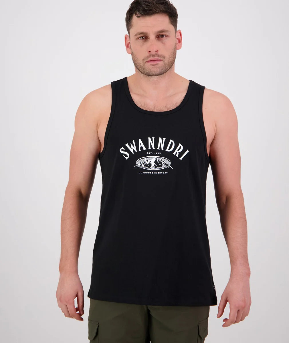 Swanndri Mens Heaphy Printed Singlet - Black/White