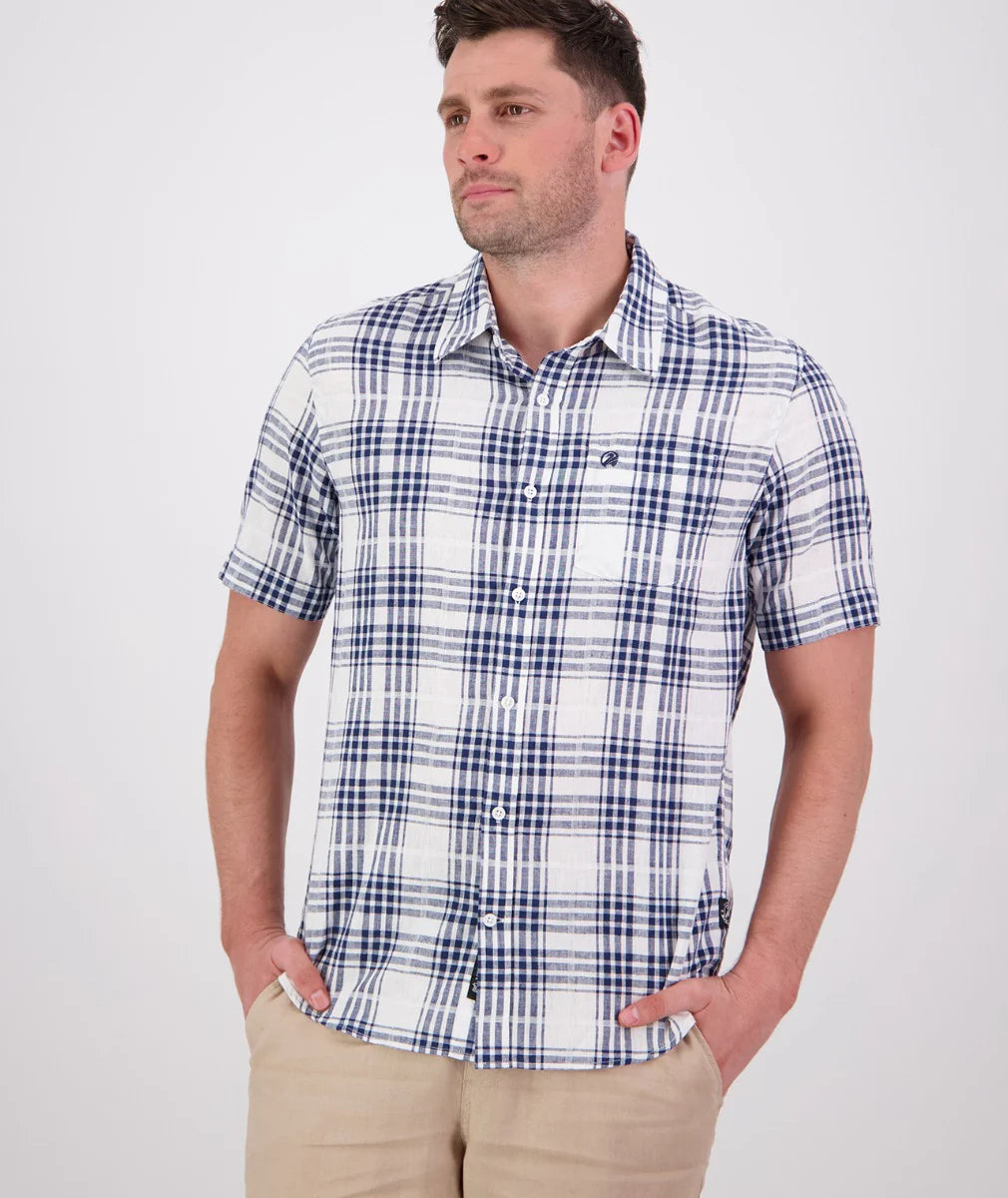 Swanndri Mens Greerton Short Sleeve Shirt - Navy Grid