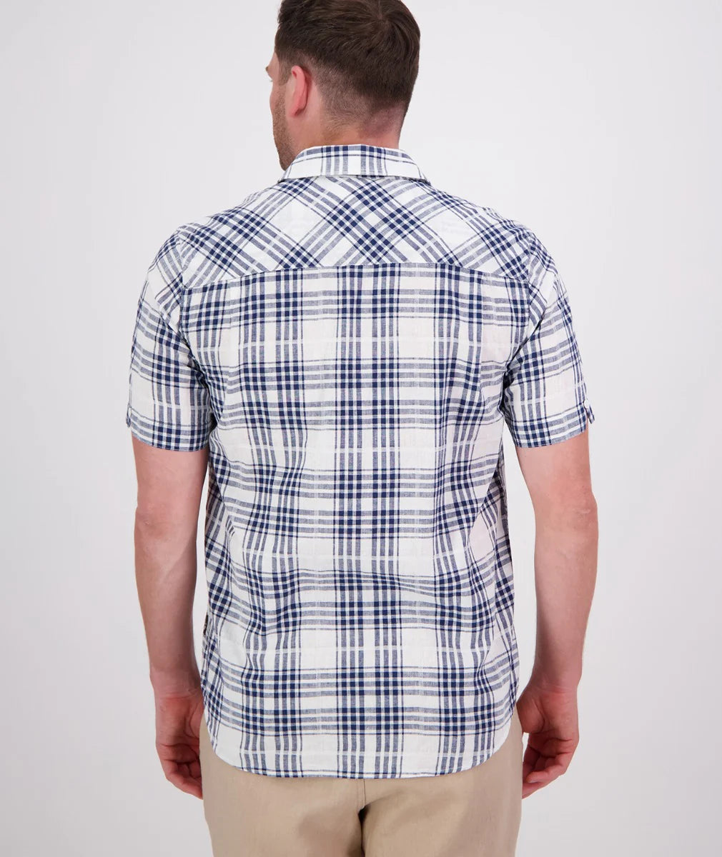 Swanndri Mens Greerton Short Sleeve Shirt - Navy Grid