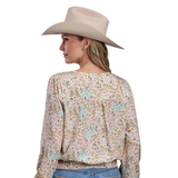 Stetson Womens Blouse - White Print