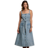 Stetson Womens Sleeveless Dress - Solid Blue