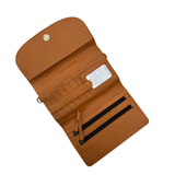 Cowhide Sunflower Tooling Leather Wallet Bag - Tan