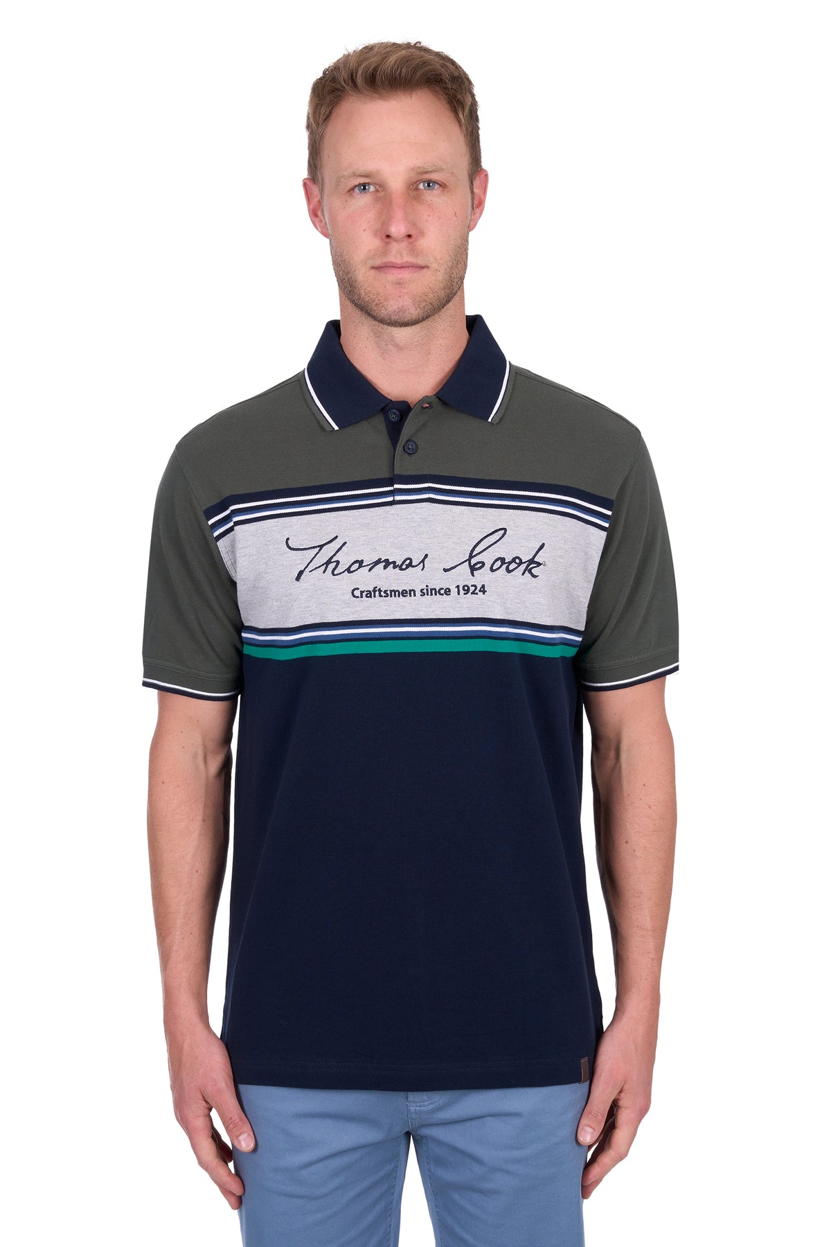 Thomas Cook Mens Andy Tailored Polo - Navy/Green