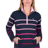 Thomas Cook Womens Gemma 1/4 Zip Rugby - Pink/Navy