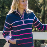 Thomas Cook Womens Gemma 1/4 Zip Rugby - Pink/Navy