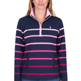 Thomas Cook Womens Gemma 1/4 Zip Rugby - Pink/Navy