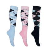 Pure Western Womens Riding Socks 3pk - Navy/Pink/Blue