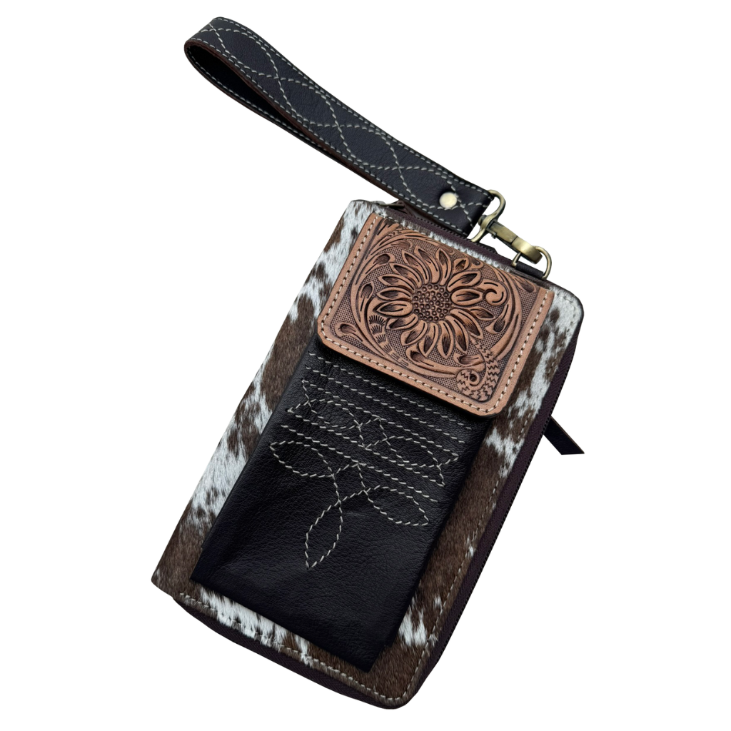Tooling Leather Cowhide Boot Stitch Clutch Wallet