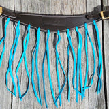 Toprail Equine Leather Fly Veil w/Turquoise Tassels