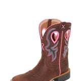 Twisted X Womens 9 Tech Zip Boot - Chocolate Truffle/Pink/Blue