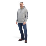 Ariat Mens Rebar Graphic Hoodie - Heather Grey/Deep Ultramarine
