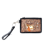 Western Card Holder - Black/Hand tooled leather