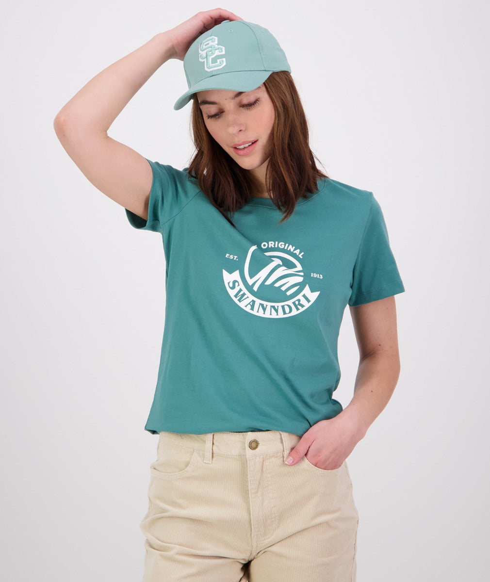 Swanndri Womens Original V3 Tee - Jade Green/White