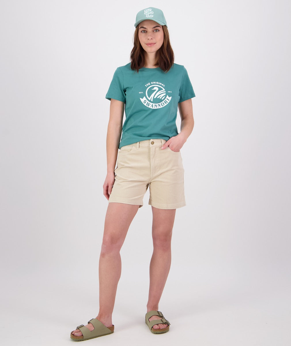 Swanndri Womens Original V3 Tee - Jade Green/White