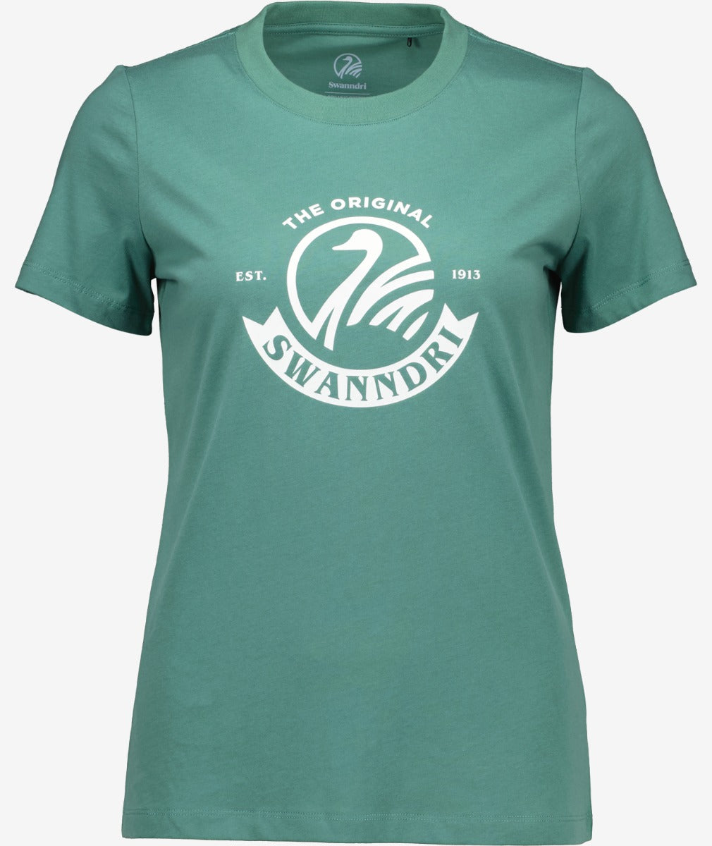 Swanndri Womens Original V3 Tee - Jade Green/White