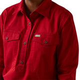 Ariat Womens Rebar Half Button Workshirt - Red