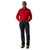 Ariat Womens Rebar Half Button Workshirt - Red