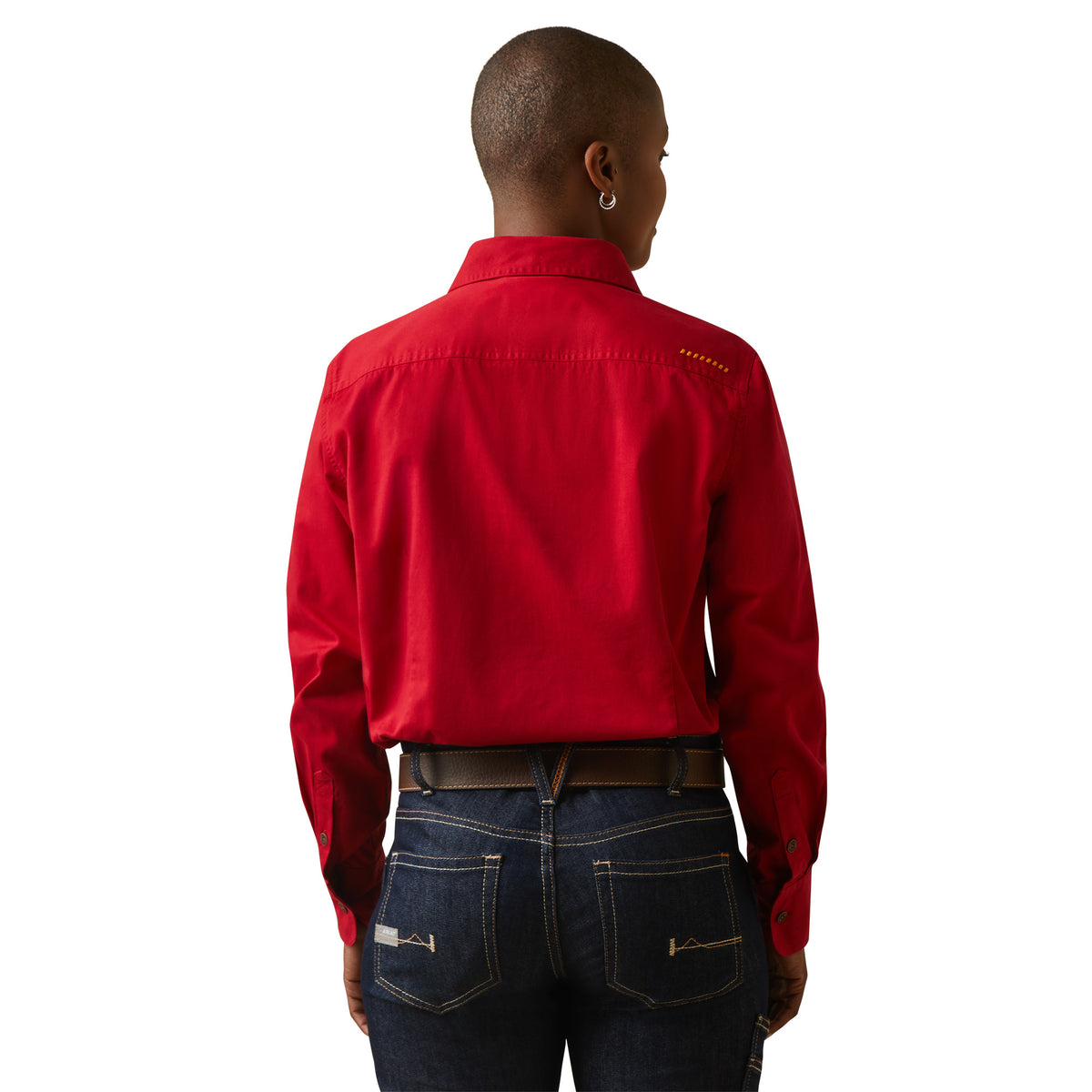 Ariat Womens Rebar Half Button Workshirt - Red