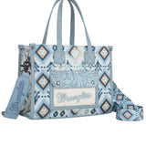 Wrangler Aztec Crossbody Tote Bag - Light Blue