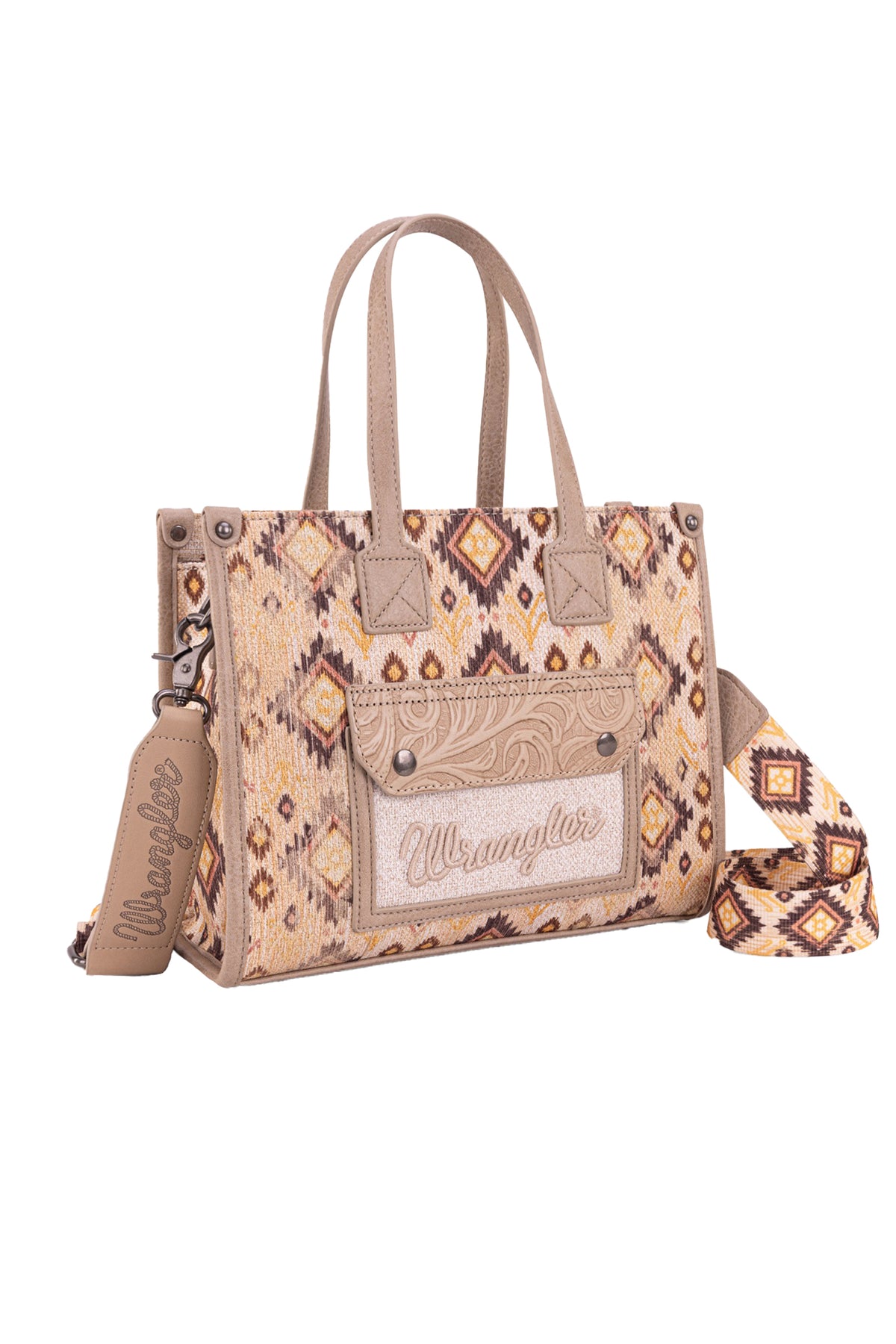 Wrangler Aztec Crossbody Tote Bag - Camel