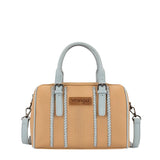 Wrangler Boston Stitch Barrel Bag - Camel/Blue