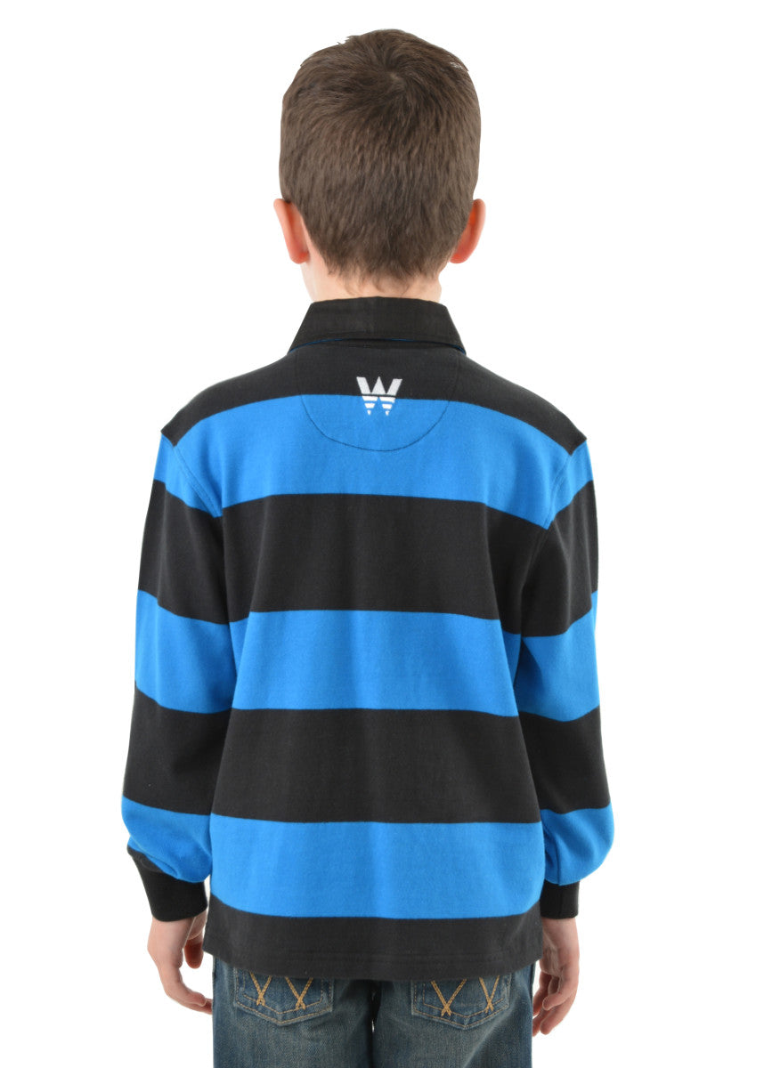 Wrangler Boys Michael Stripe Rugby - Black/Royal